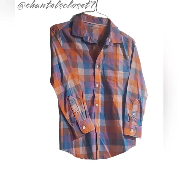 🏷2 For $20!!🏷NWT!! Cat&Jack Brand Plaid Button-Up Long Sleeve Top - Small(6/7) - Picture 4 of 9